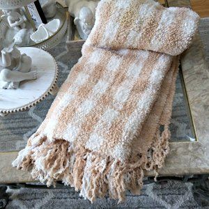 COZY COMFY Fringed CHECK THROW BLANKET